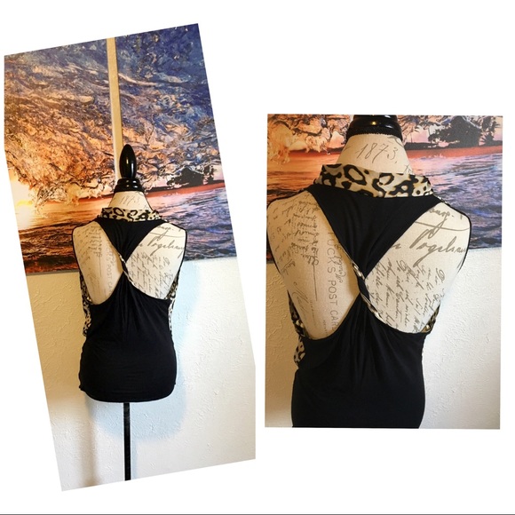 ❌No Longer Available❌Leopard Cowl Neck Tank - Picture 3 of 3